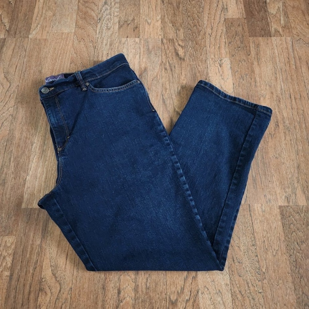 Gloria Vanderbilt Amanda High Rise Tapered Jeans 16 Short Dark Wash Indigo 806